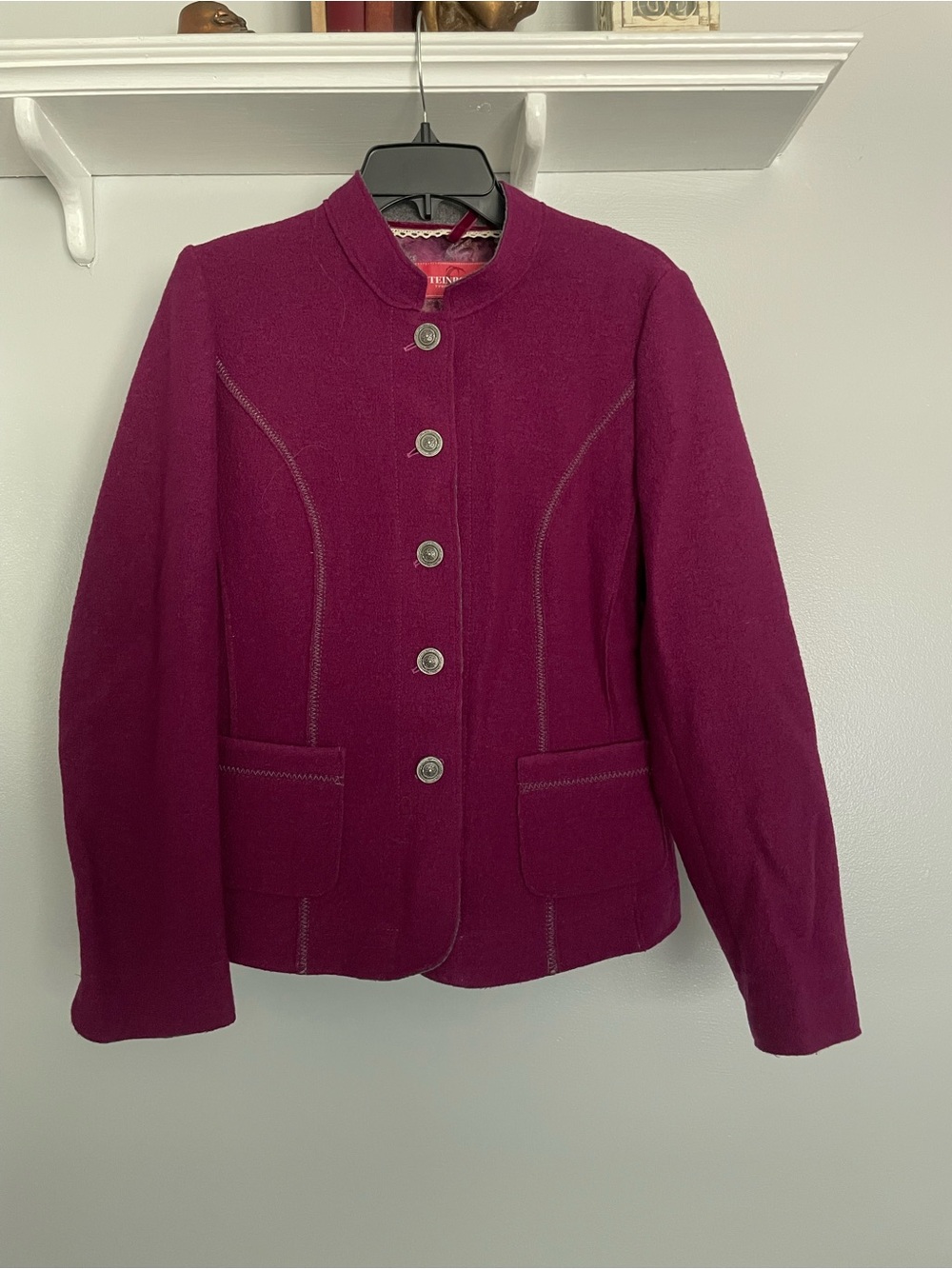 Steinbock Tyrol Austria Wool Button Jacket Medium Purple